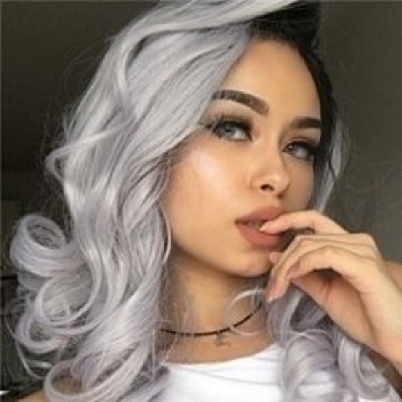 Ombre Black Gray Lace Front Wig
